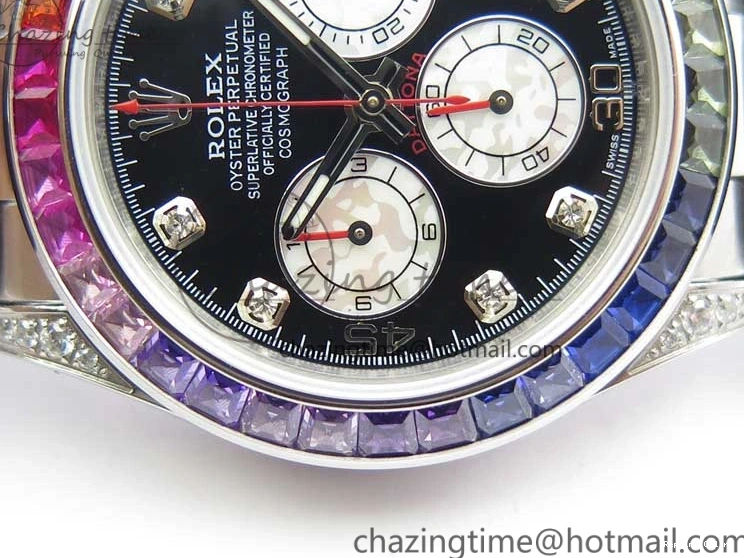 0203 Daytona 116599RBOW SS Rainbow Crystal BLF Best Edition Black Dial on Rubber Strap A Affordable 3237